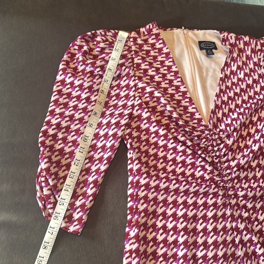 Women’s Scoop Ruched Front Dress 3/4 Sleeve Houndstooth Size XS (0-2) NEW - Picture 8 of 16